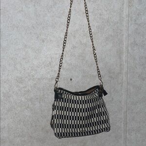 Spartina 449 Black and Cream Checkered Crossbody Bag